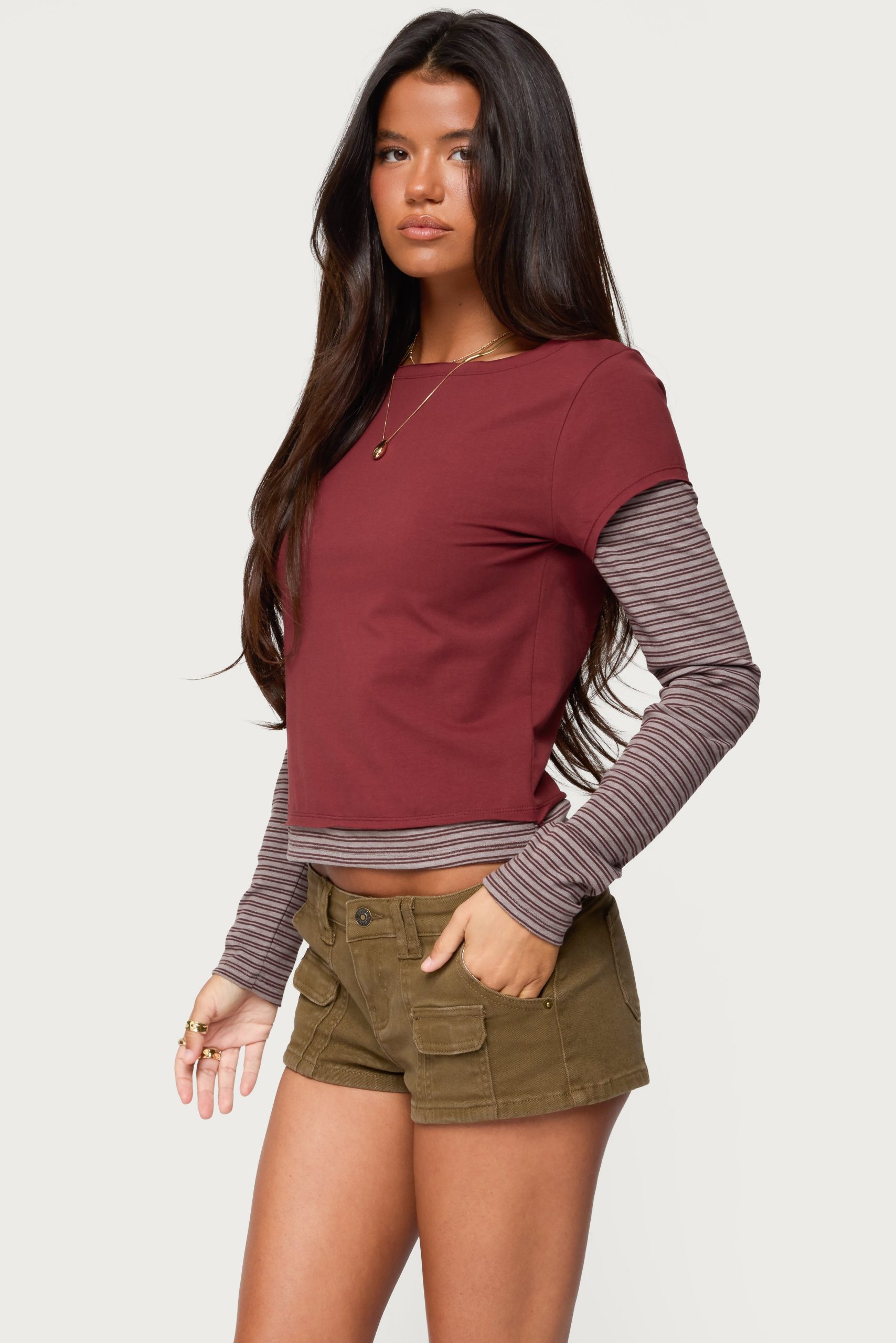 Layered Stripey Long Sleeve T Shirt - Image 4