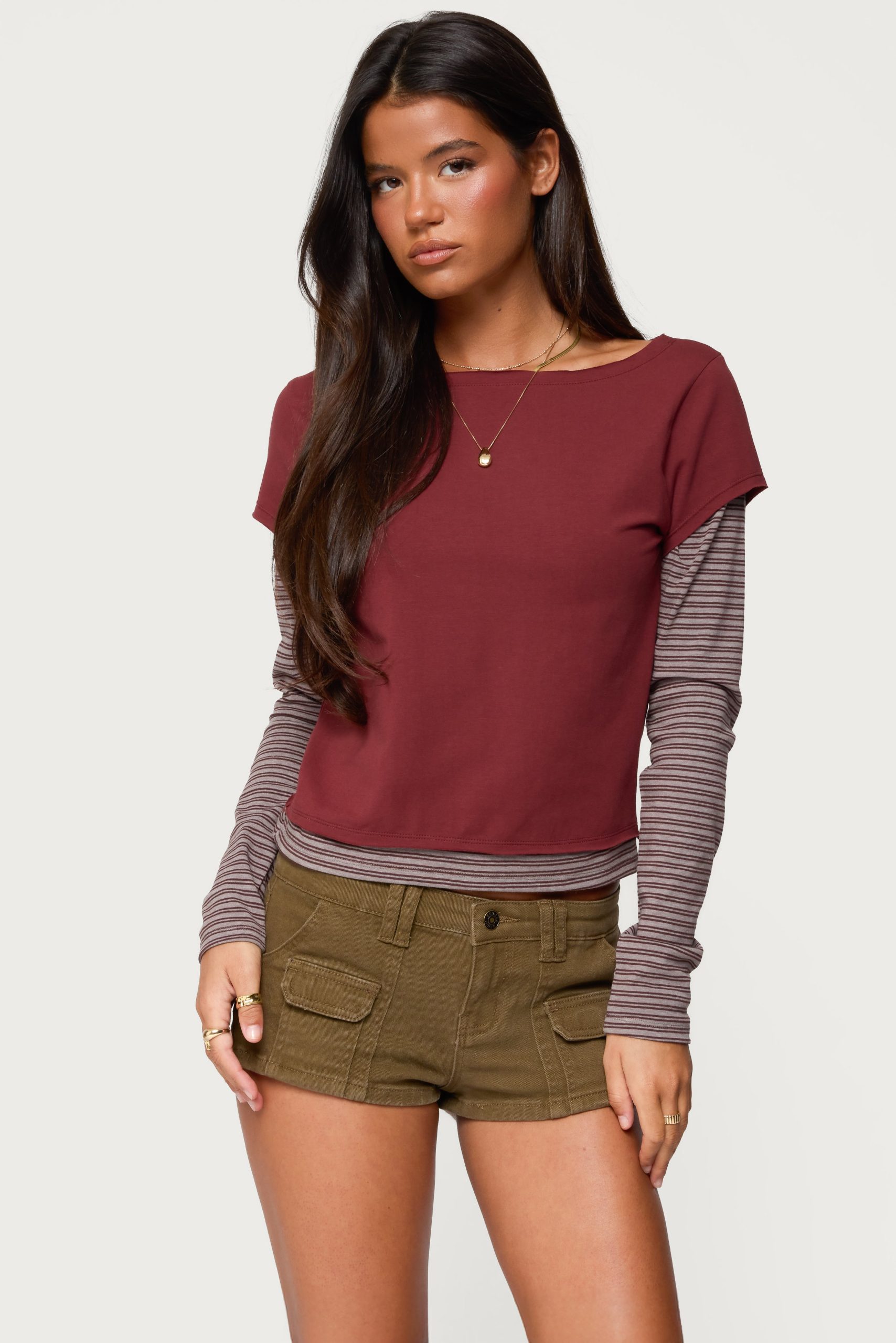 Layered Stripey Long Sleeve T Shirt - Image 2
