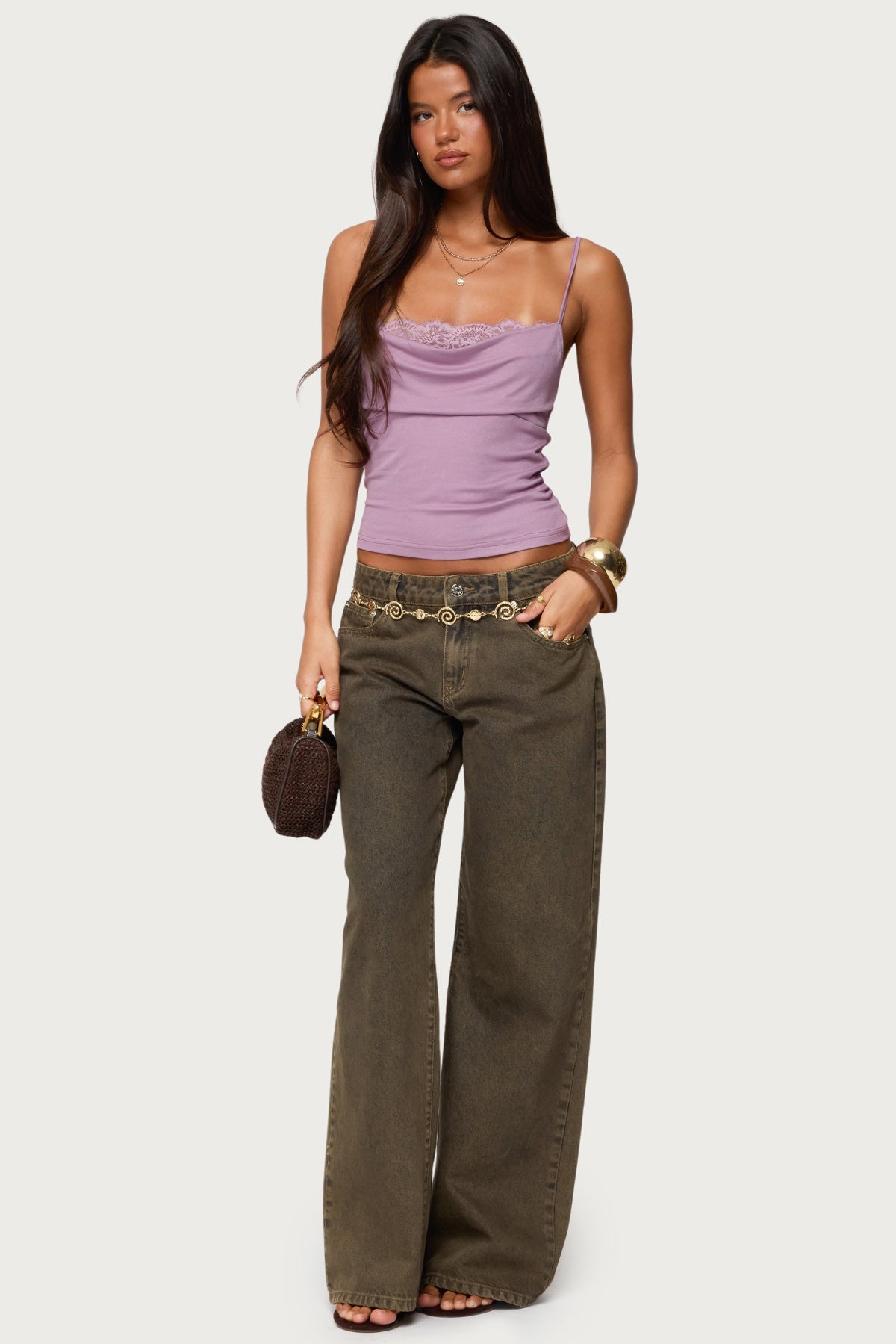 Bobbie Layered Lace Cowl Neck Top - Image 2