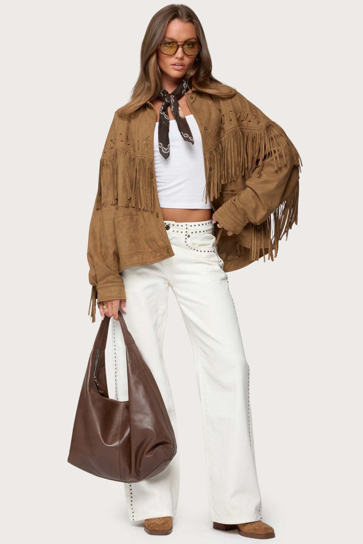 Evonka Fringe Faux Suede Jacket - Image 6