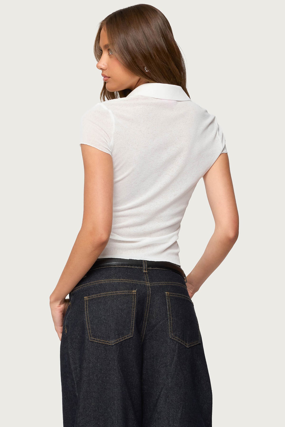 Geena Semi Sheer Button Up Shirt - Image 5