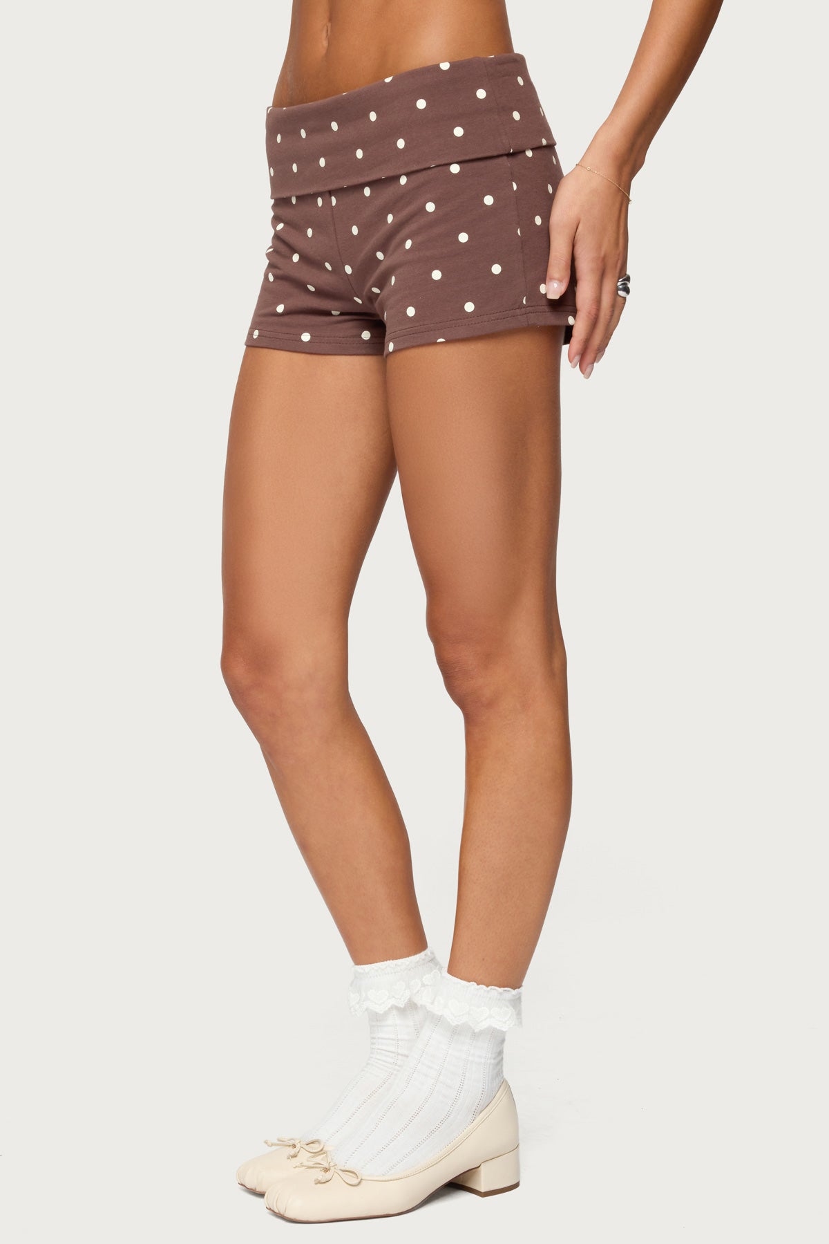 Chelsie Polka Dot Foldover Shorts - Image 3