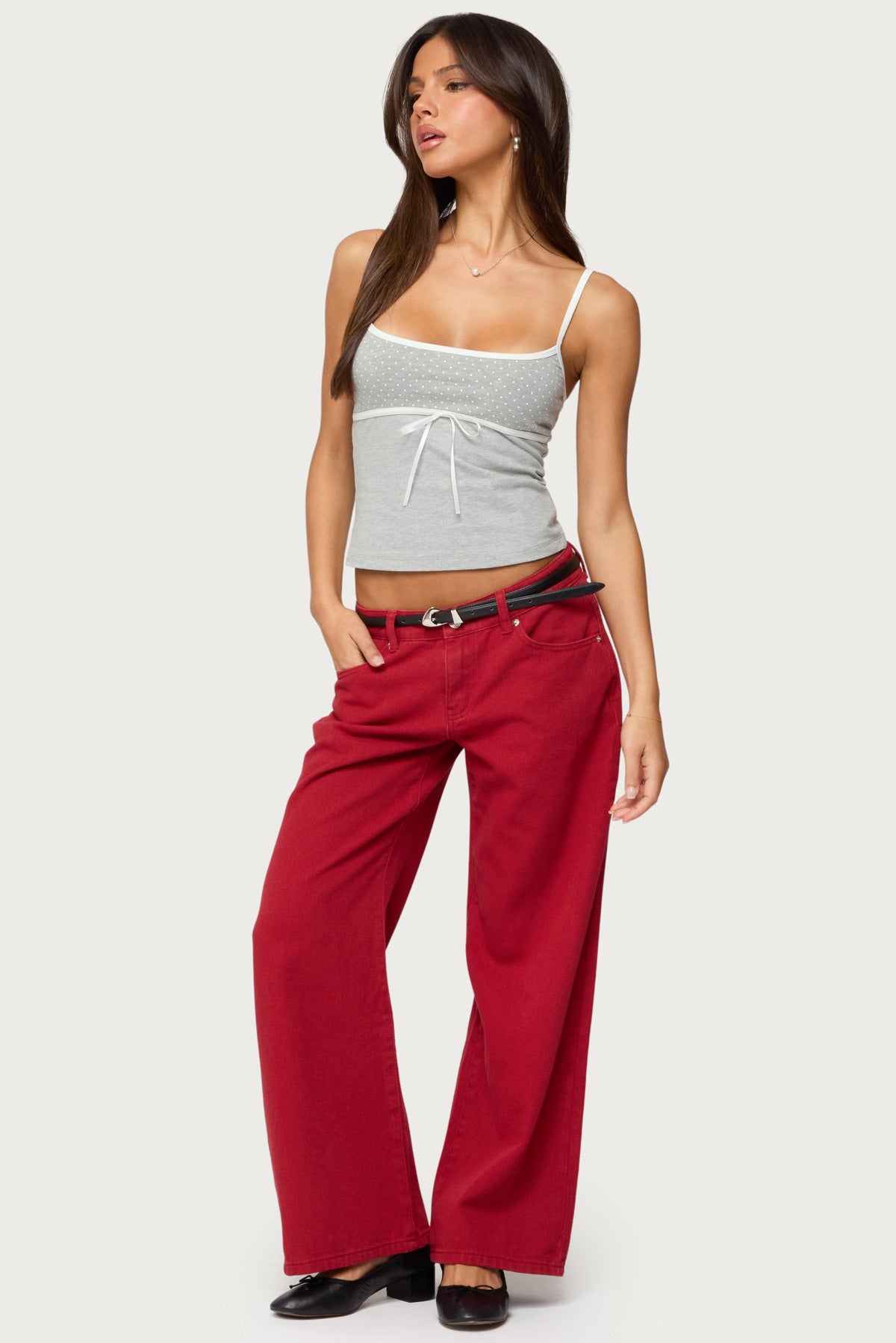 Rhoda Contrast Polka Dot Tank Top - Image 5