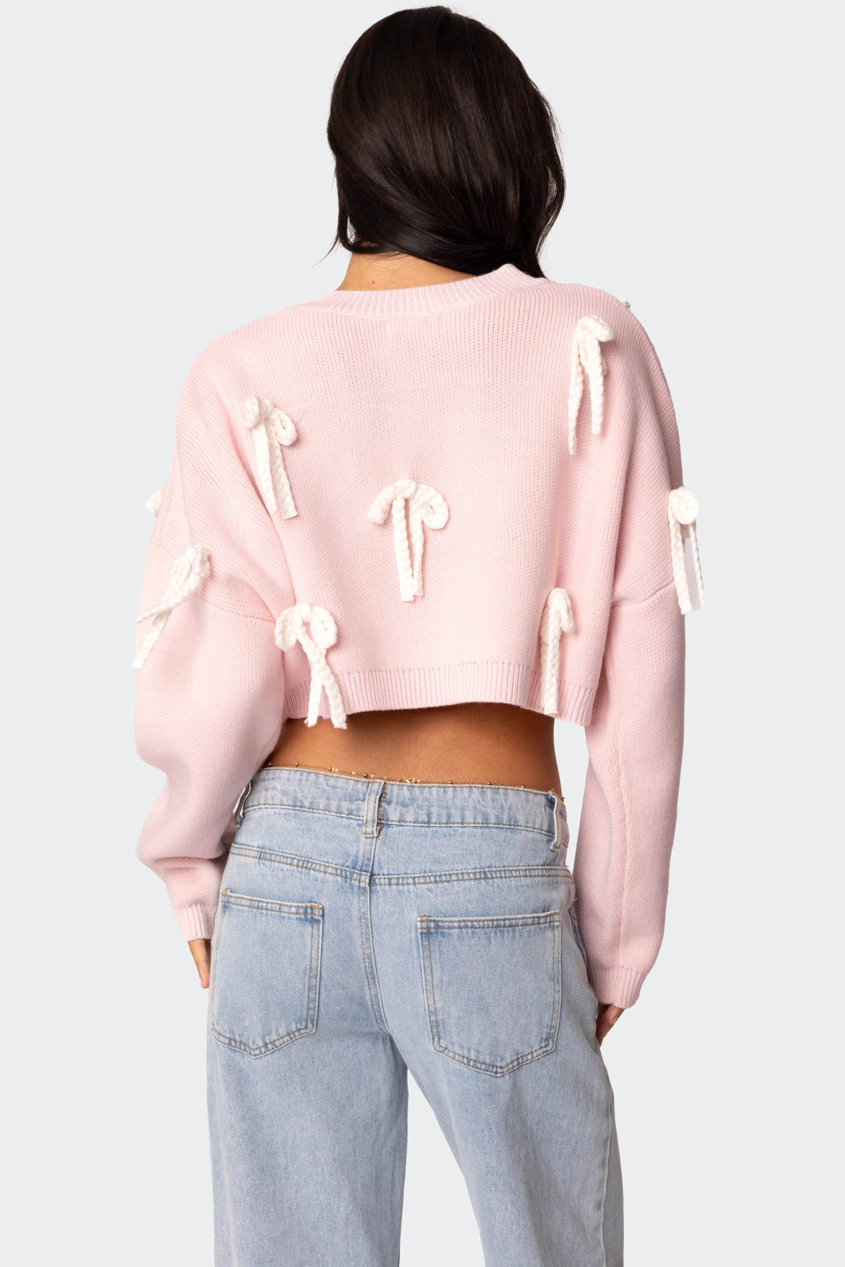 Chunky Bow Cropped Sweater - Image 4