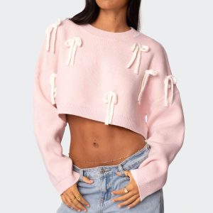 Chunky Bow Cropped Sweater