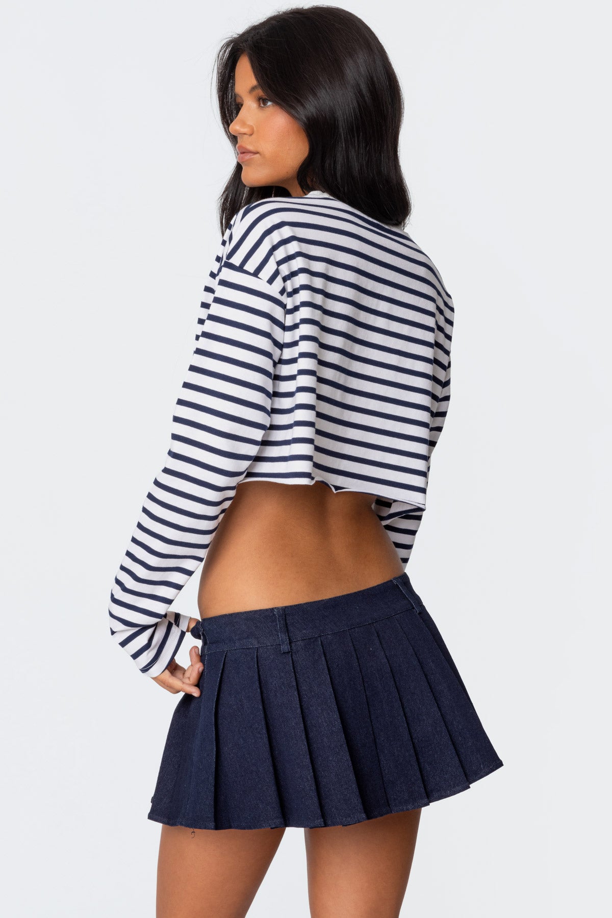Stripey Cropped Long Sleeve T Shirt - Image 5