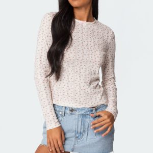 Emery Printed Pointelle Top