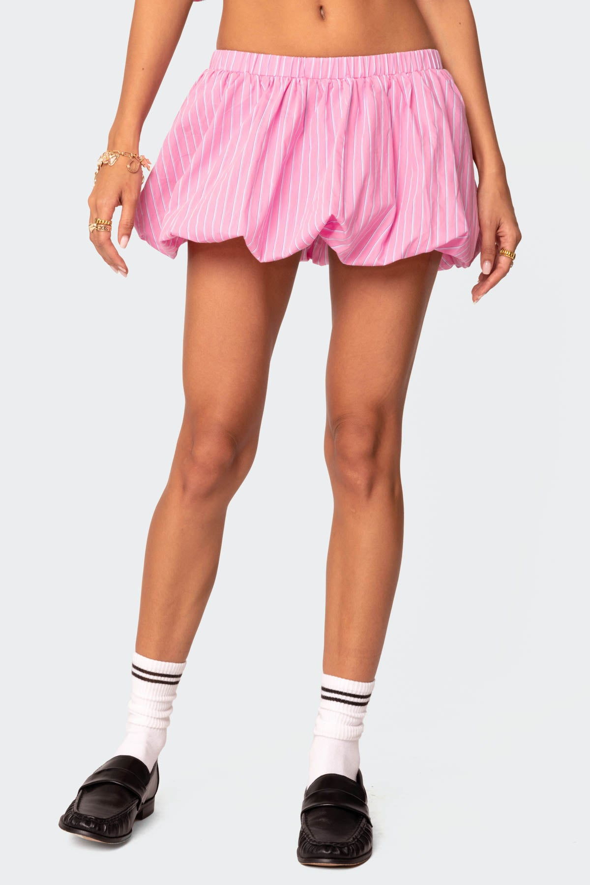Hila Pinstripe Bubble Mini Skirt - Image 2