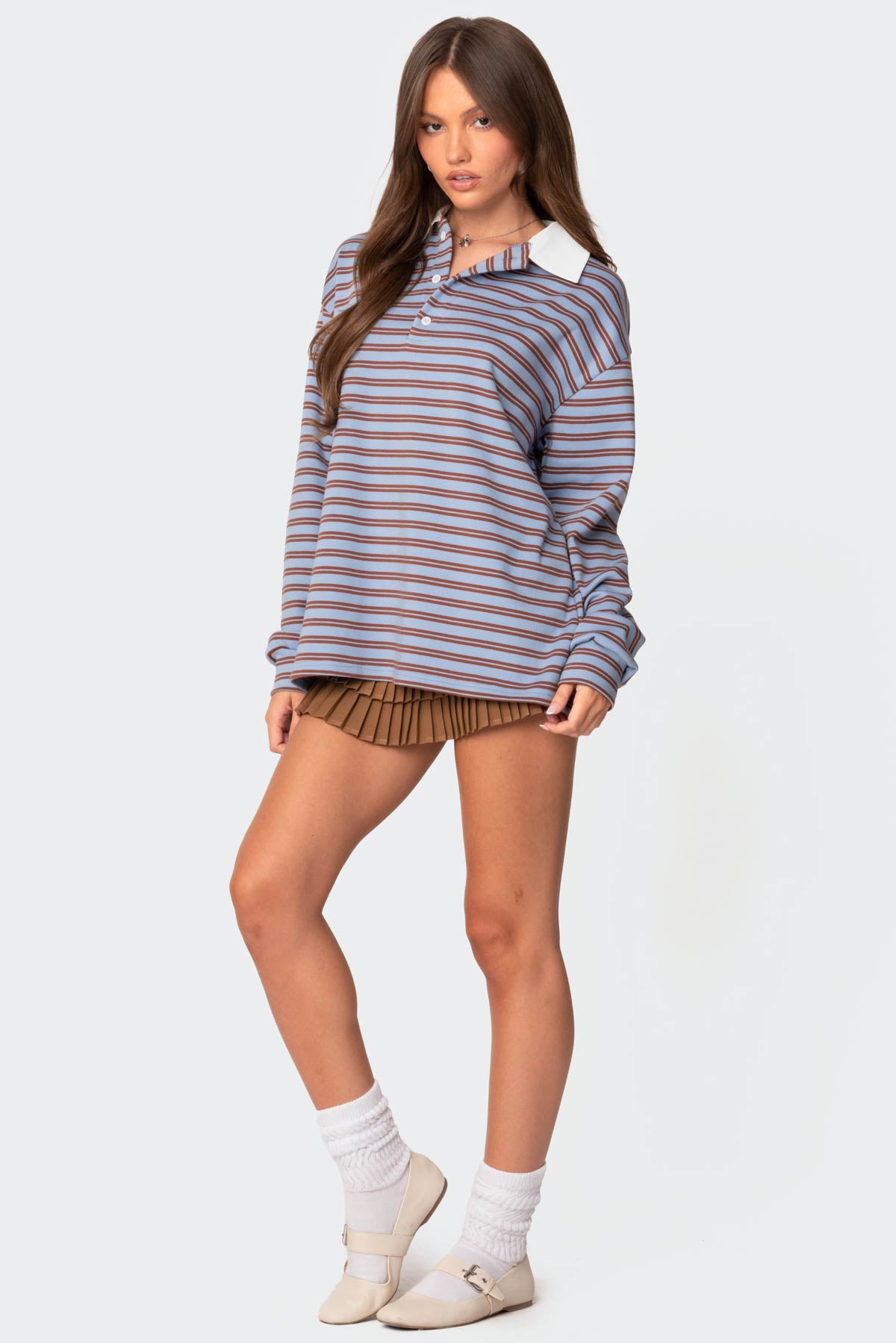 Stripey Oversized Collared Shirt - Image 4