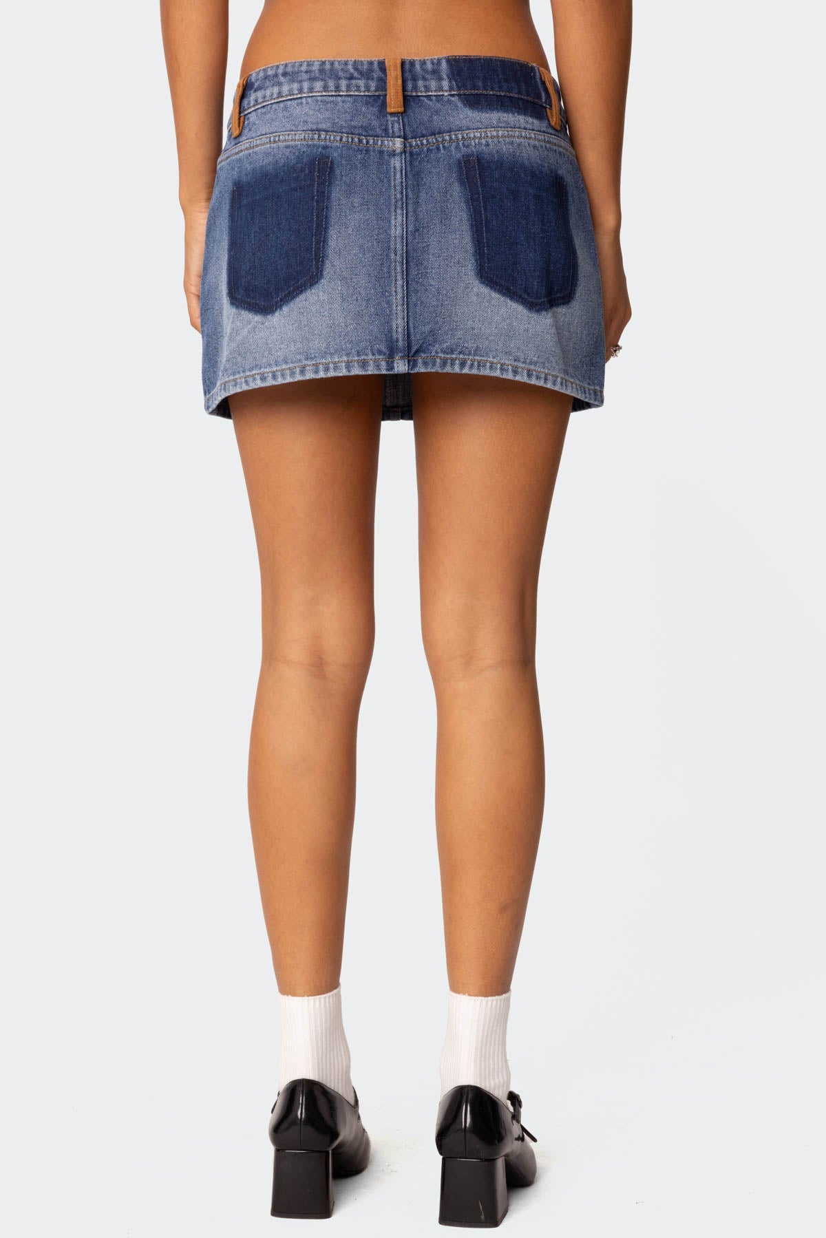 Vera Suede Trim Denim Mini Skirt - Image 5