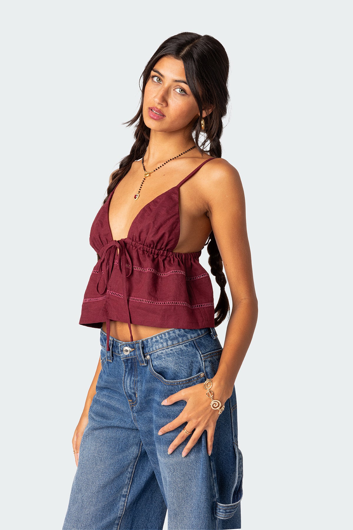 Candy Cotton Tie Front Tank Top - Image 3