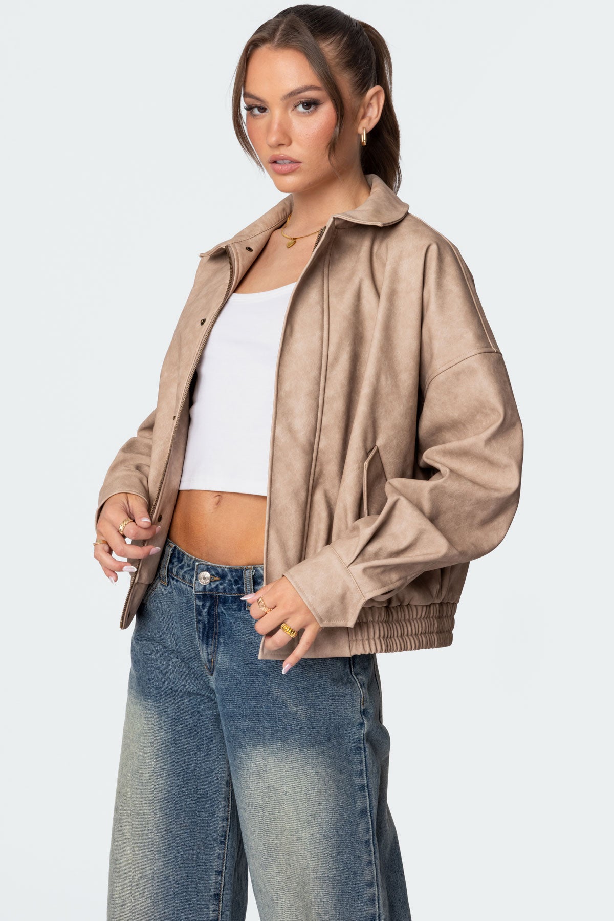 Mori Oversized Faux Leather Jacket - Image 3