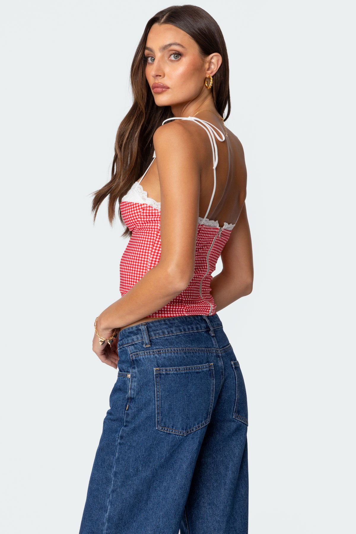 Peekaboo Lacey Gingham Corset - Image 4