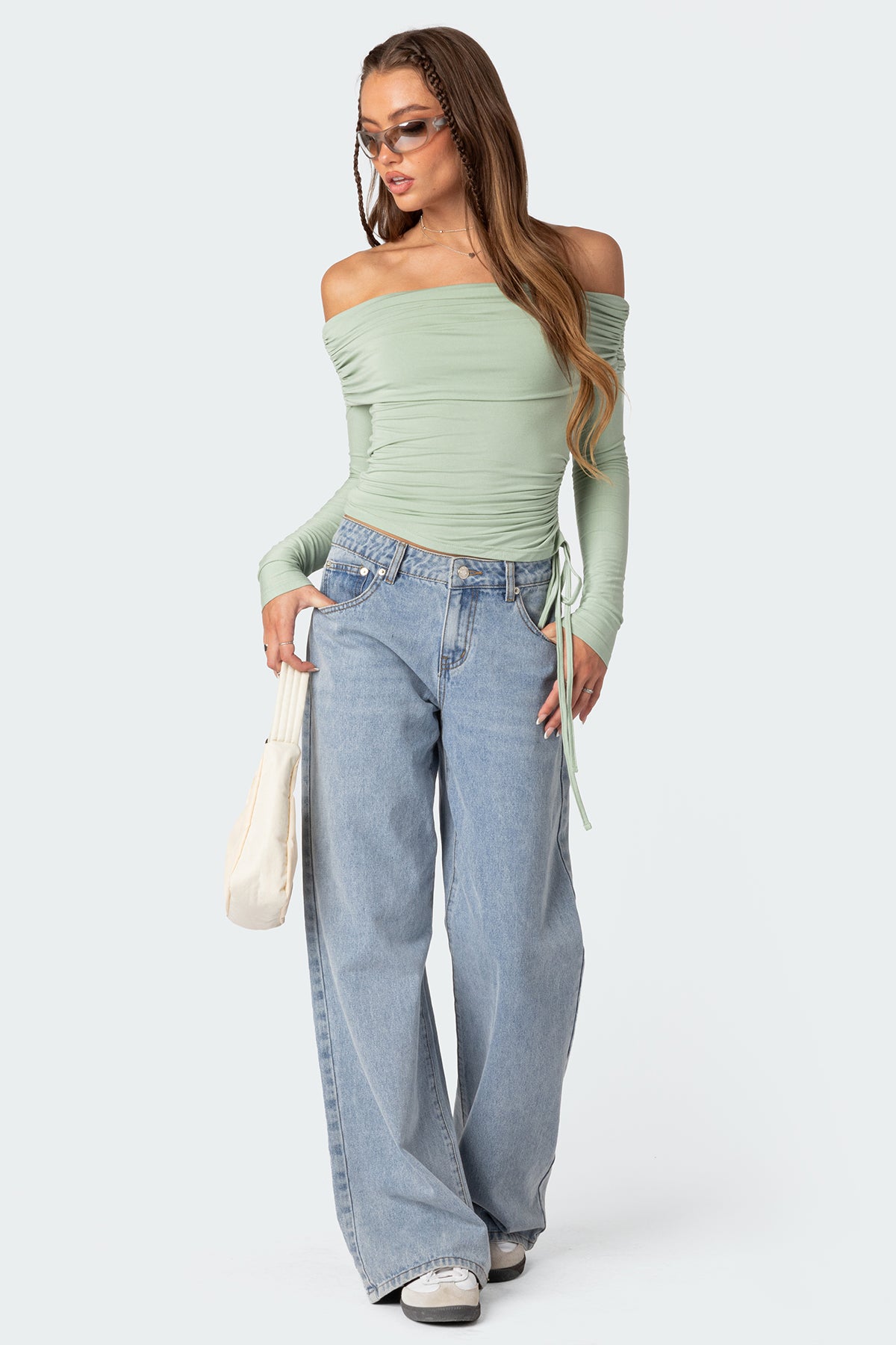 Gathered Fold Over Drawstring Top - Image 2