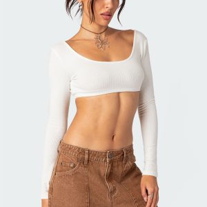 Sydney Ribbed Open Back Crop Top