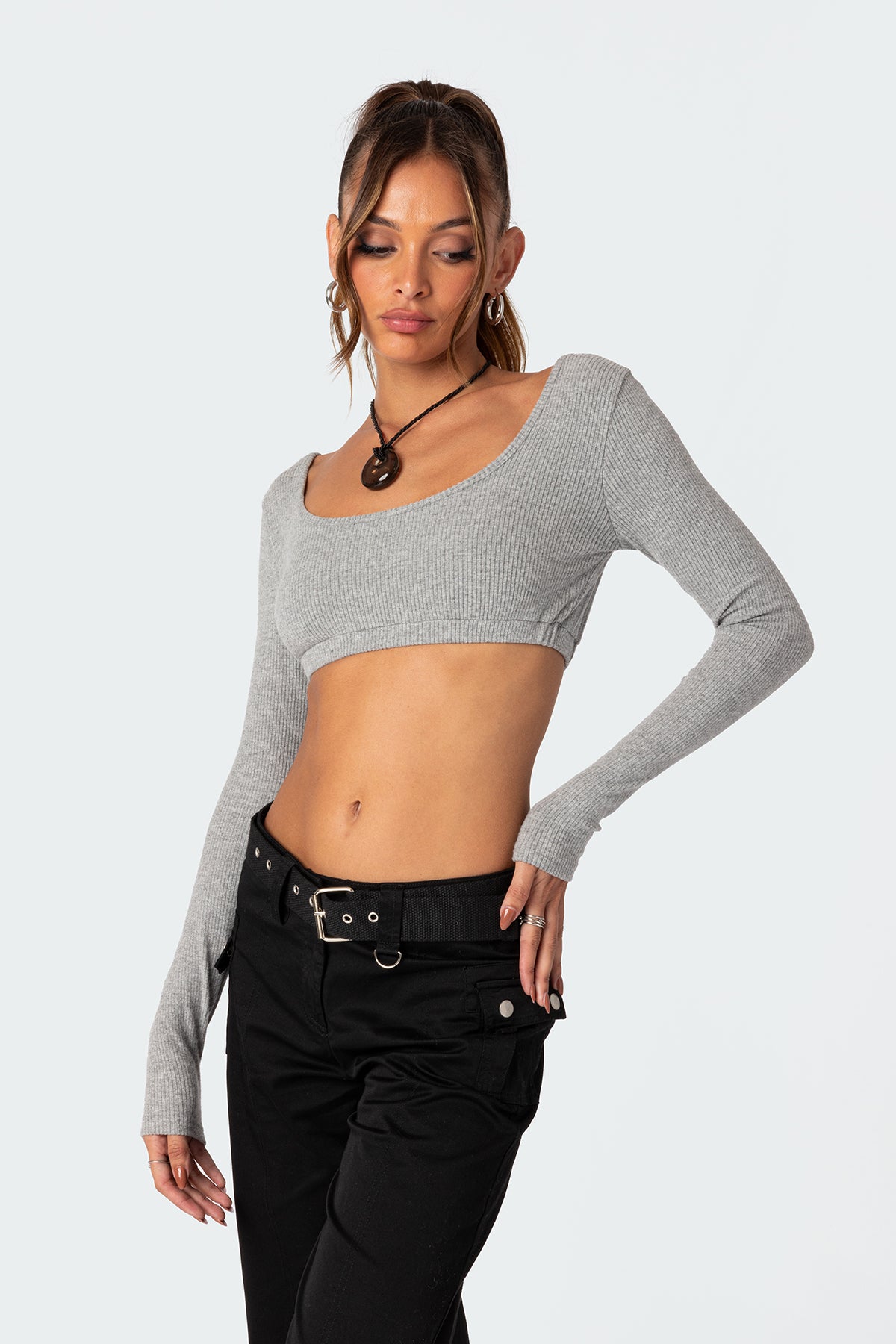 Sydney Ribbed Open Back Crop Top - Image 3