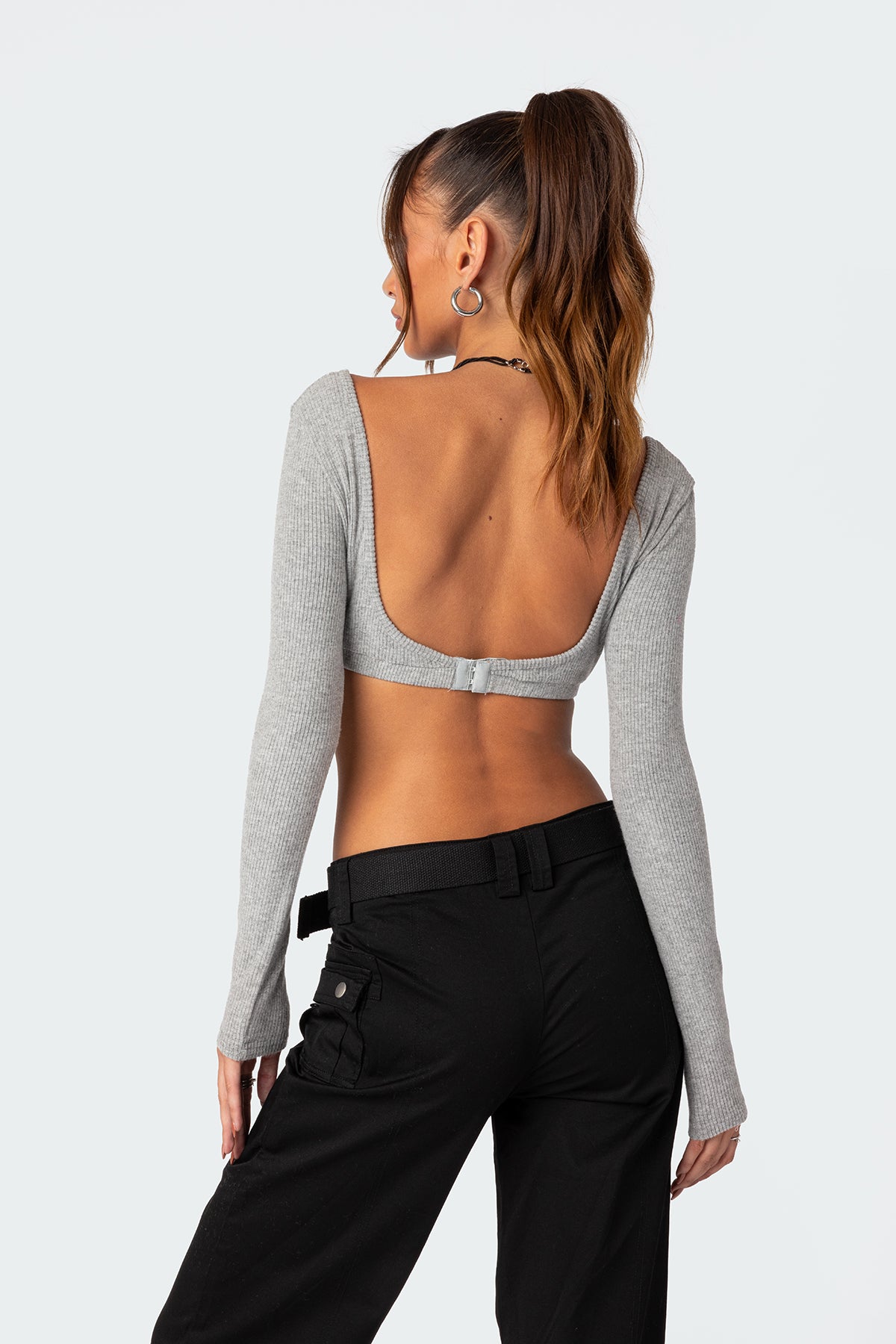 Sydney Ribbed Open Back Crop Top - Image 4