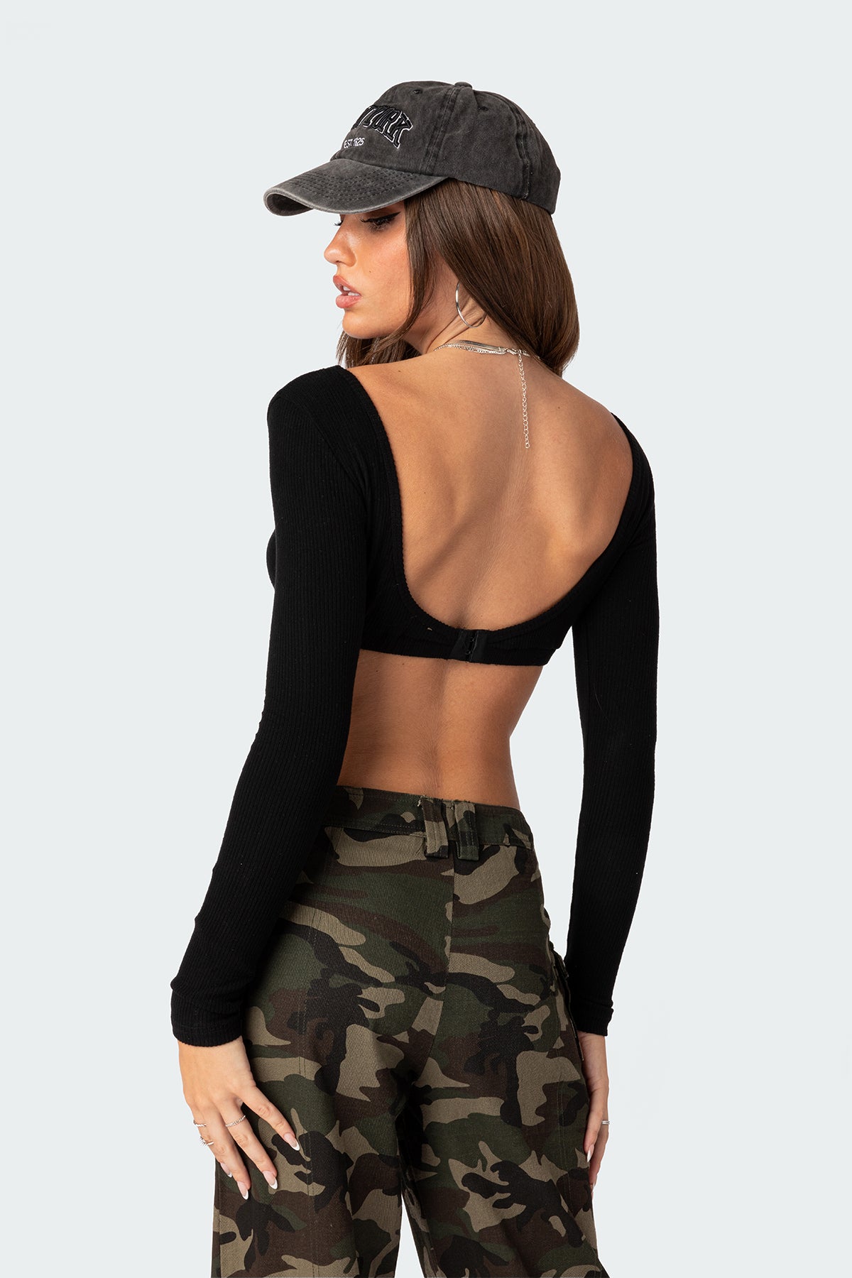 Sydney Ribbed Open Back Crop Top - Image 4