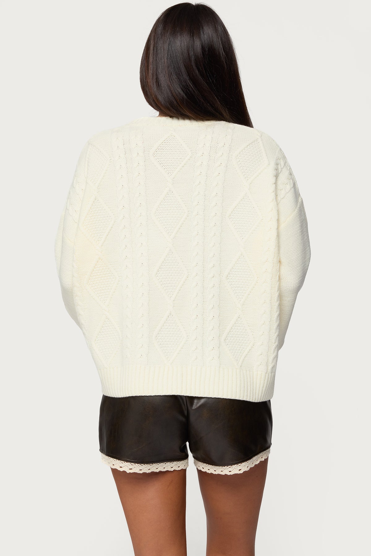 Braided Cable Knit Oversized Sweater - Image 5