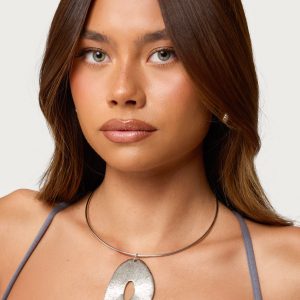 Abstract Pendant Cuff Necklace