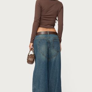 Heartly Low Rise Straight Leg Jeans