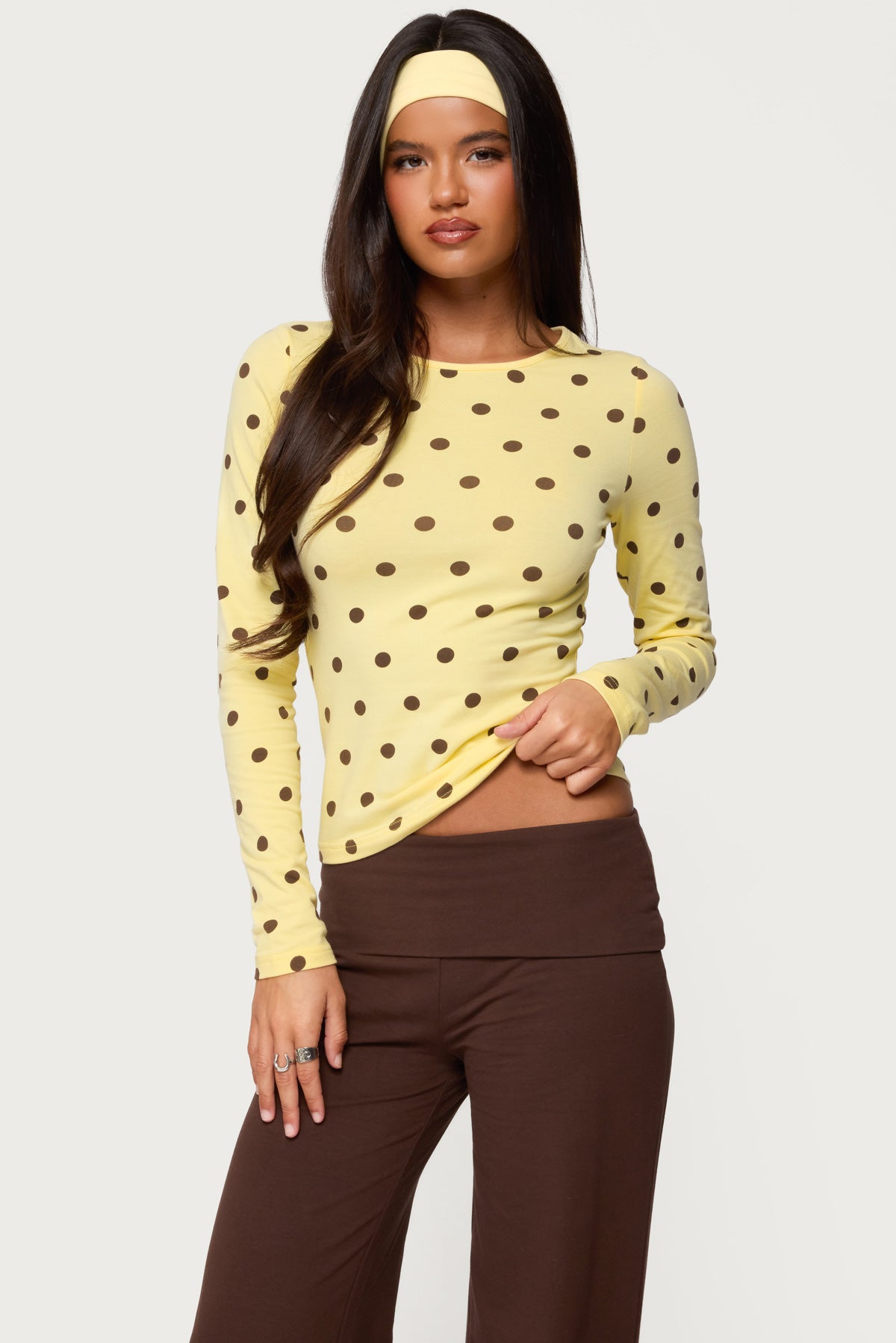 Maricelle Polka Dot Long Sleeve T Shirt