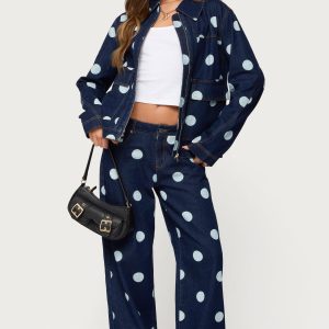 Leyah Polka Dot Low Rise Jeans