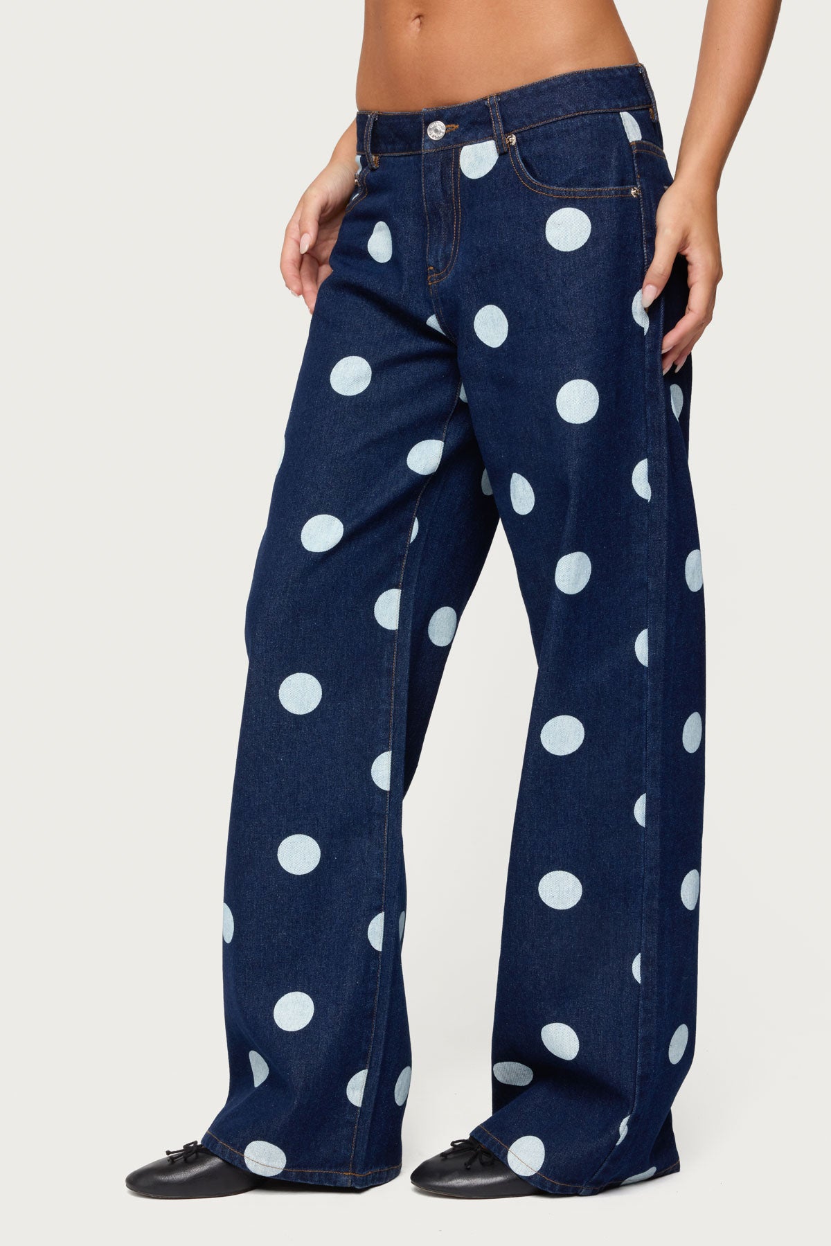 Leyah Polka Dot Low Rise Jeans - Image 4