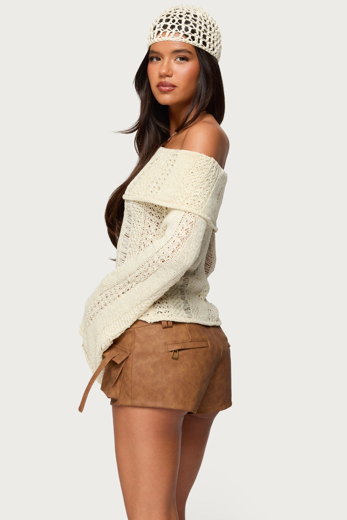 Renna Distressed Fold Over Knit Top - Image 5