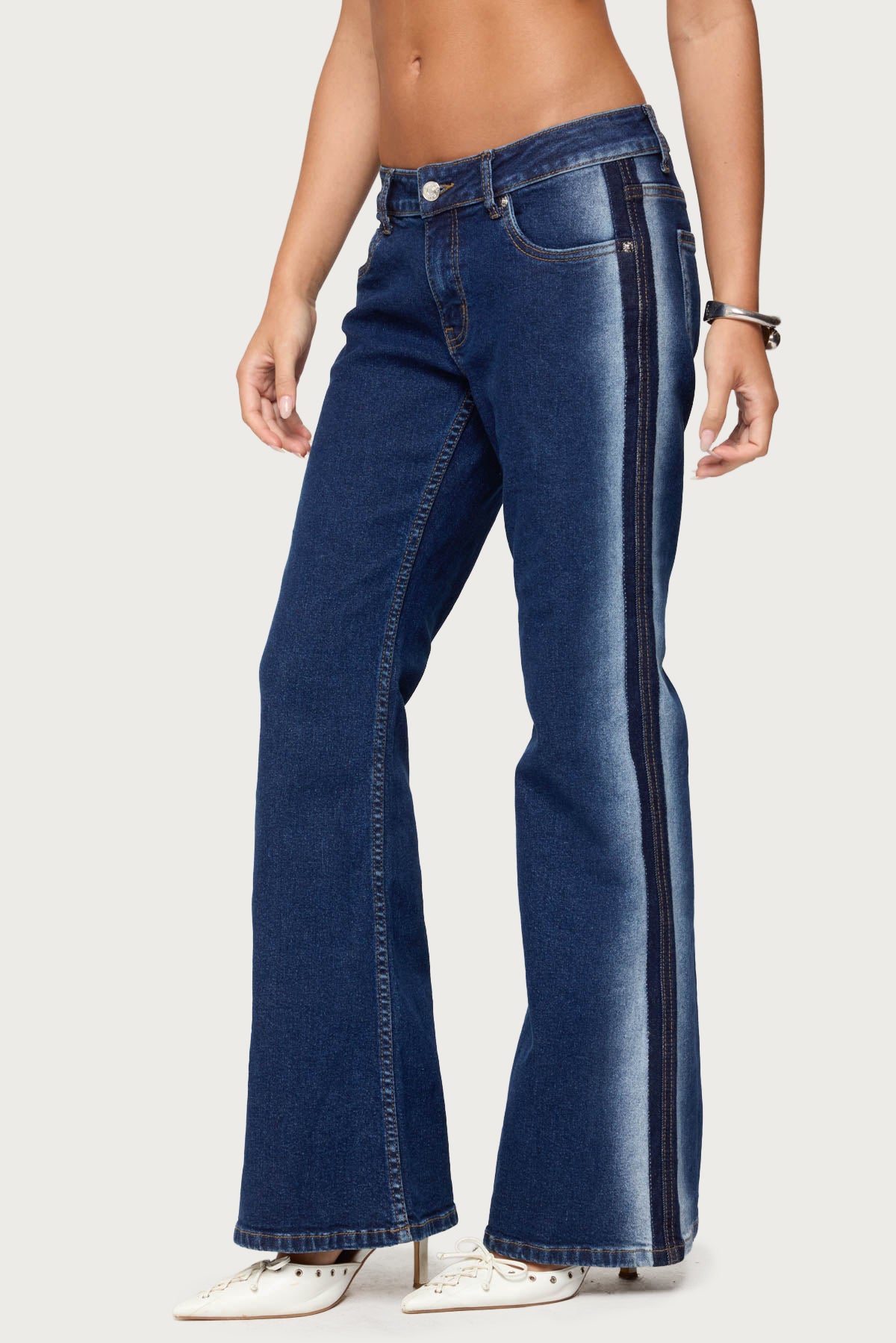 Airbrushed Low Rise Flared Jeans - Image 4