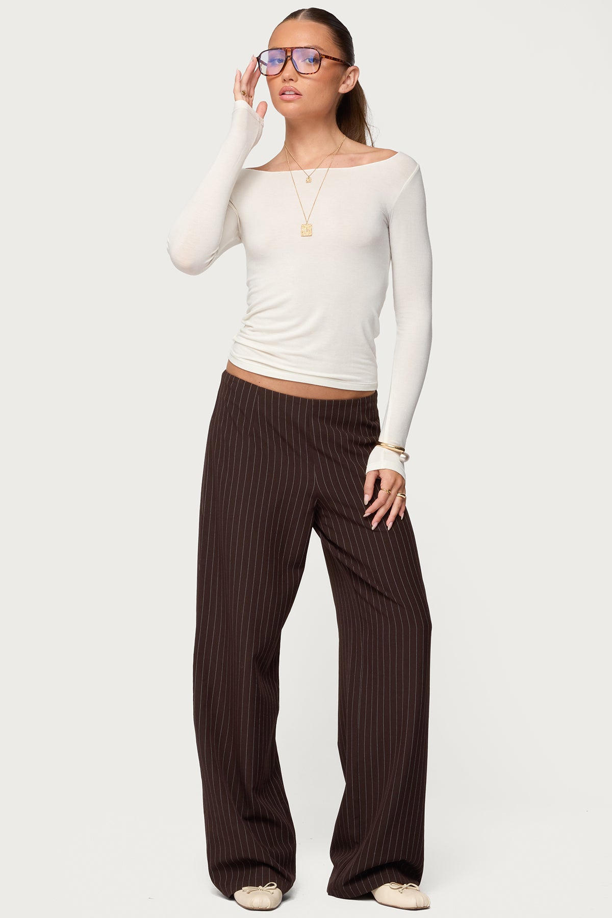 Kerie Pinstripe Low Rise Pants