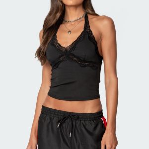 Cindi Lace Trim Halter Top