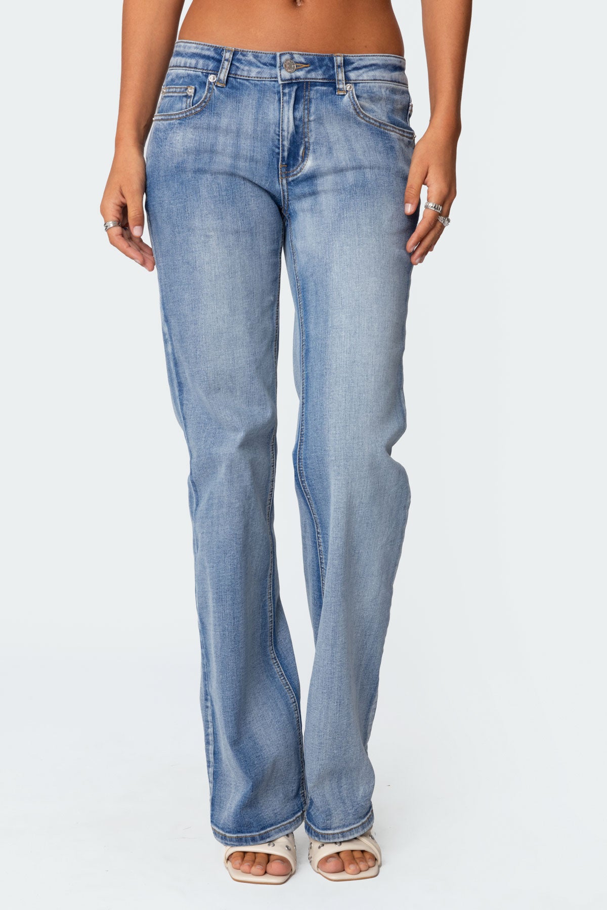 Boot Cut Washed Low Rise Jeans - Image 2