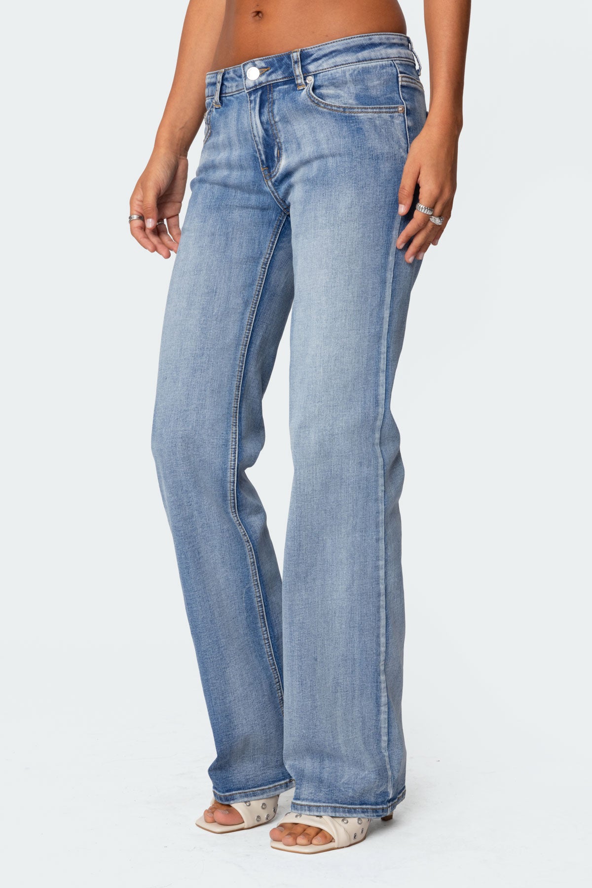 Boot Cut Washed Low Rise Jeans - Image 4