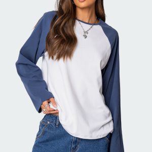 Oversized Raglan Long Sleeve T Shirt
