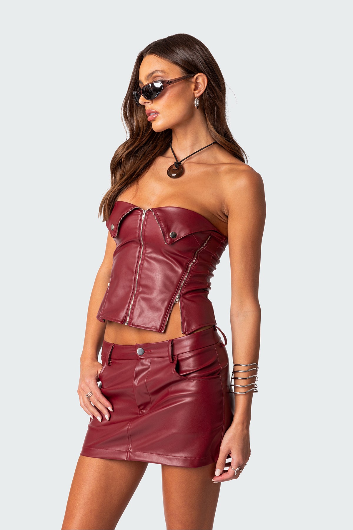 Sam Faux Leather Zip Corset - Image 3