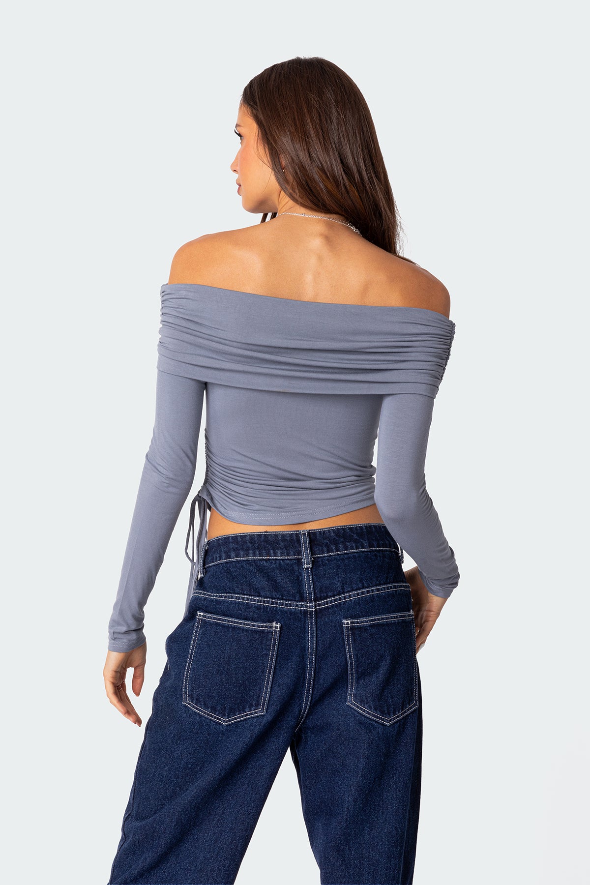 Gathered Fold Over Drawstring Top - Image 4