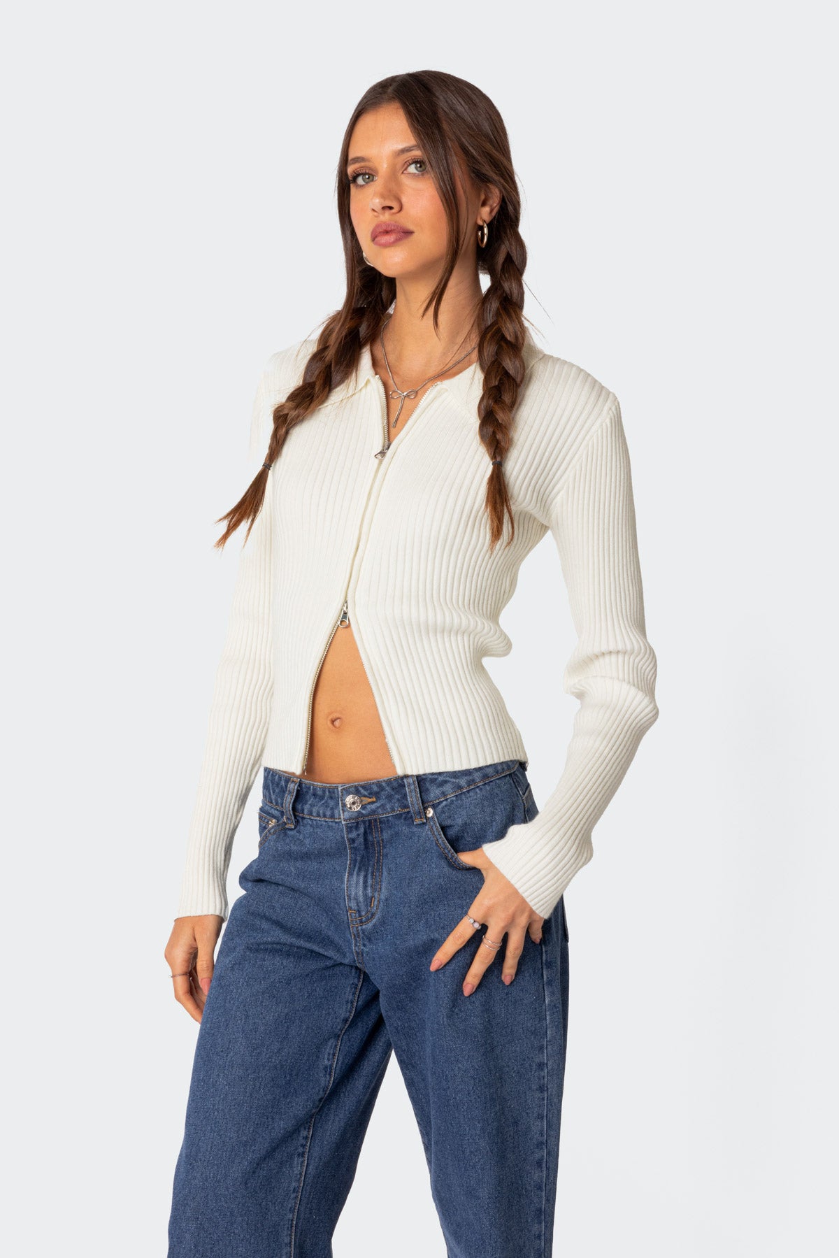 Cora Knitted Zip Up Cardigan - Image 3