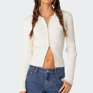 Cora Knitted Zip Up Cardigan