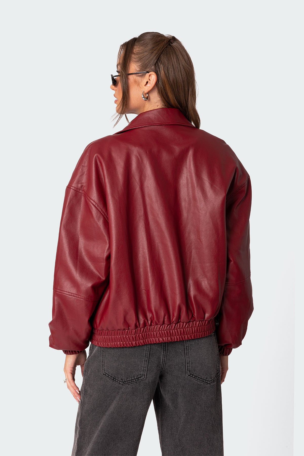 Halley Faux Leather Bomber Jacket - Image 3