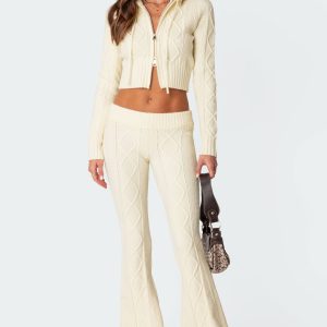 Ray Cable Knit Flared Pants