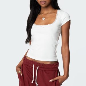 Priscilla Lace Trim T Shirt