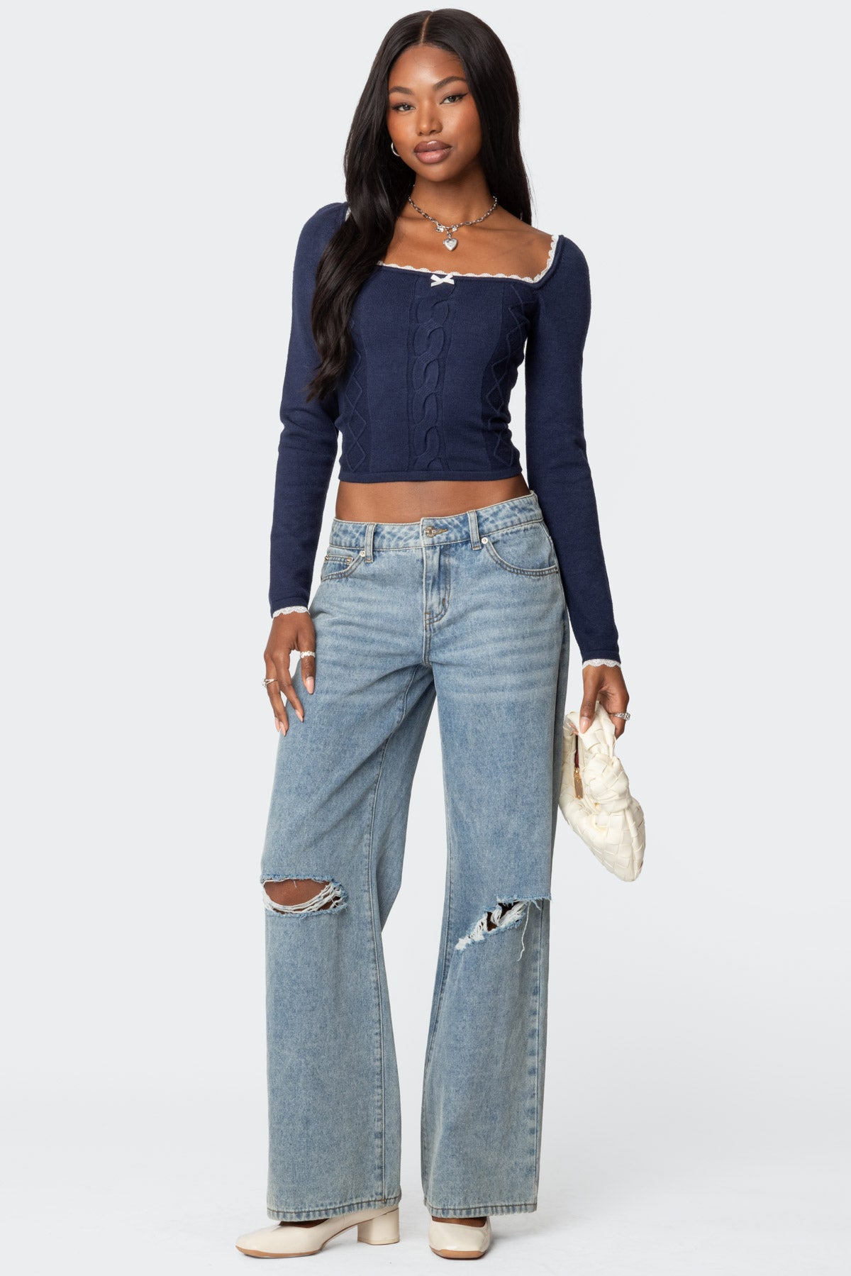 Ansley Lacey Cable Knit Top - Image 2