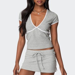 Alicia Contrast V Neck Top