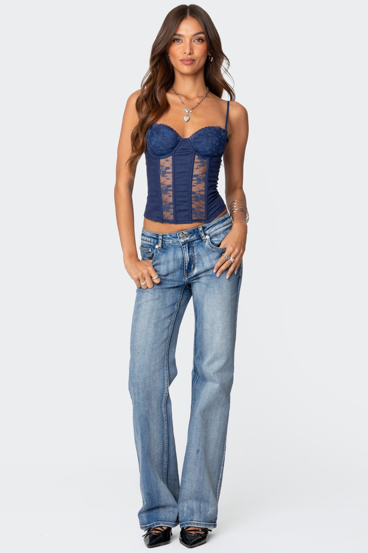 Avena Linen Look Lacey Corset - Image 5