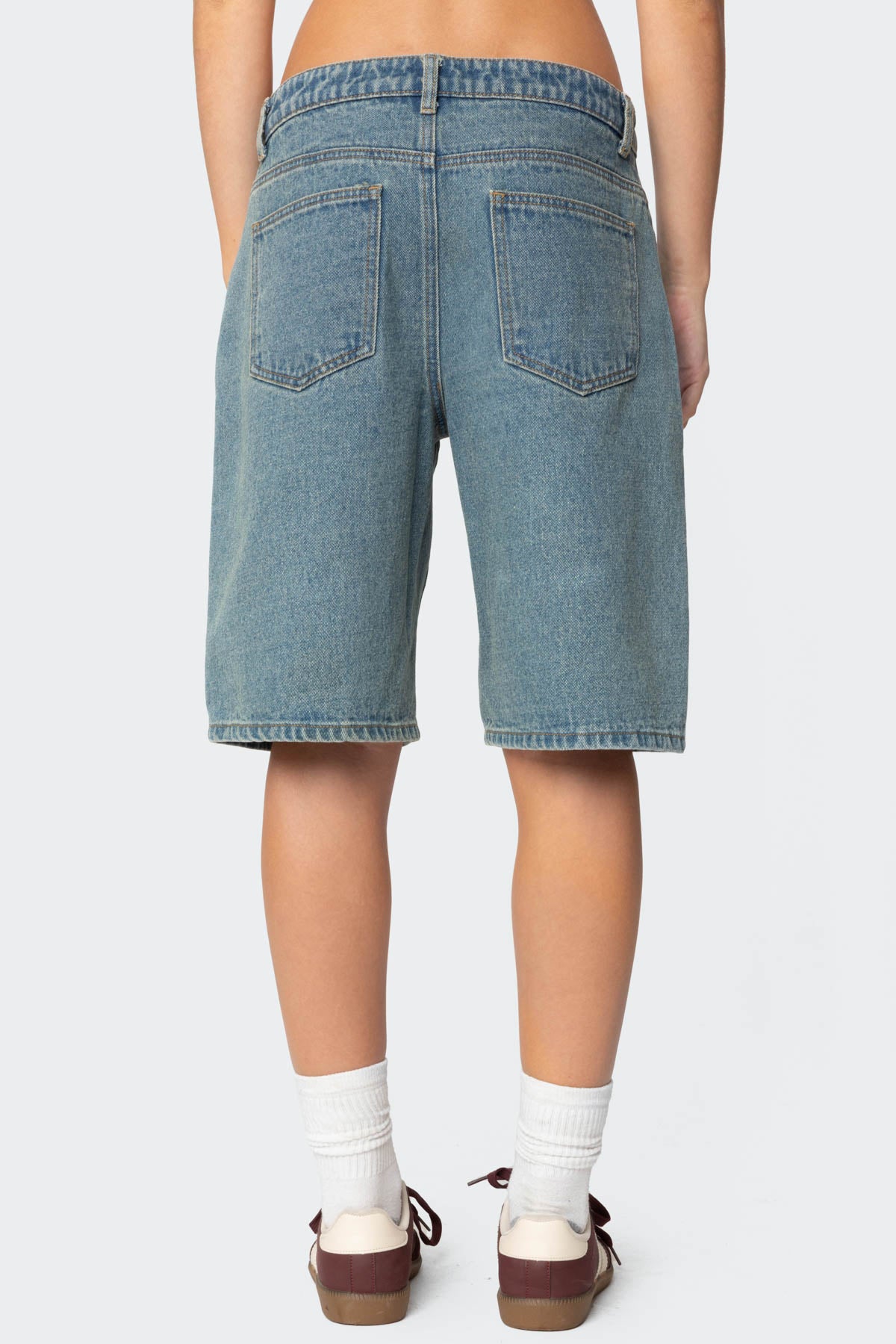 Oversized Low Rise Denim Bermuda Shorts - Image 4