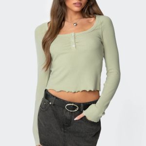 Jayde Ribbed Henley Top