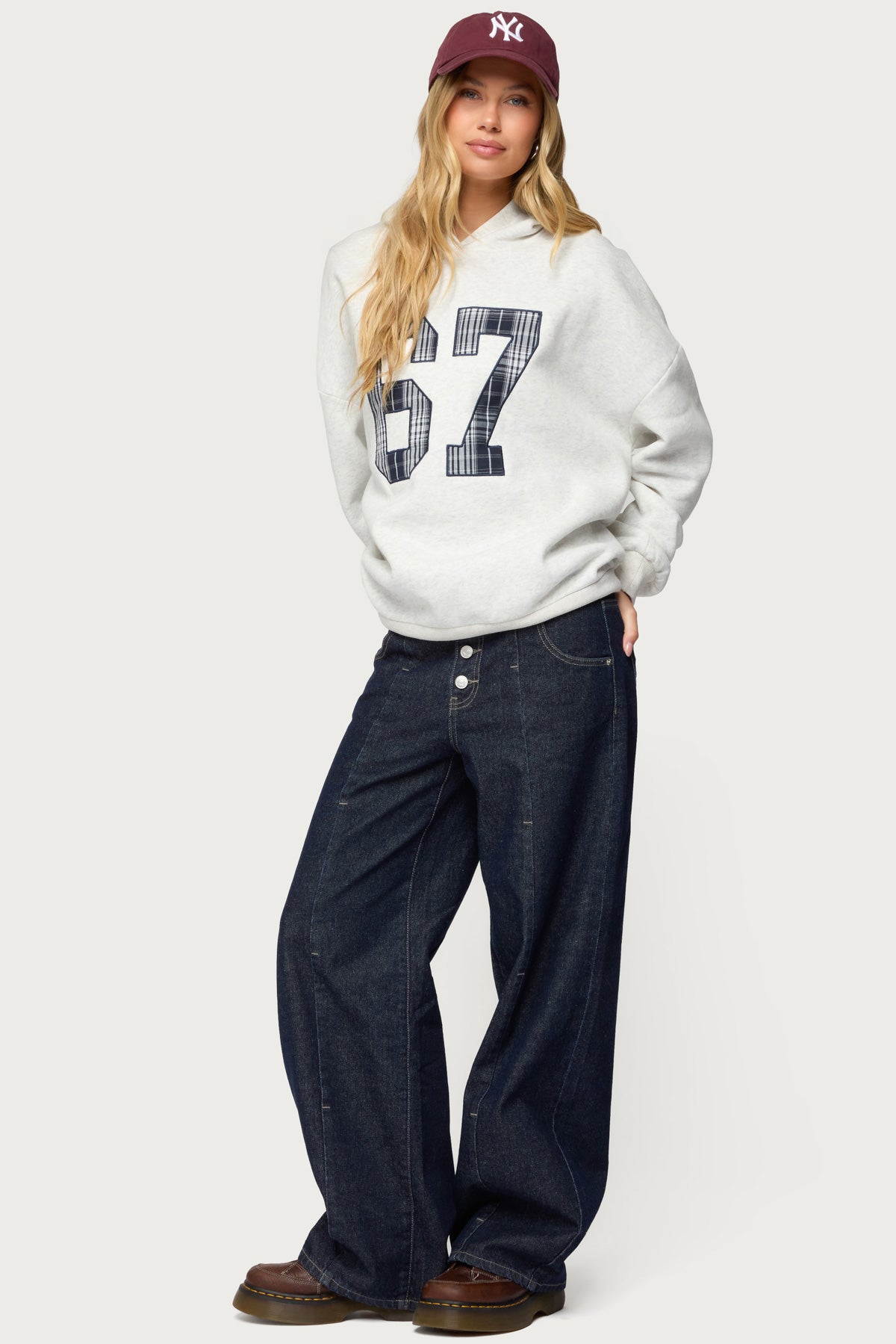 Polley Button Up Low Rise Jeans - Image 3