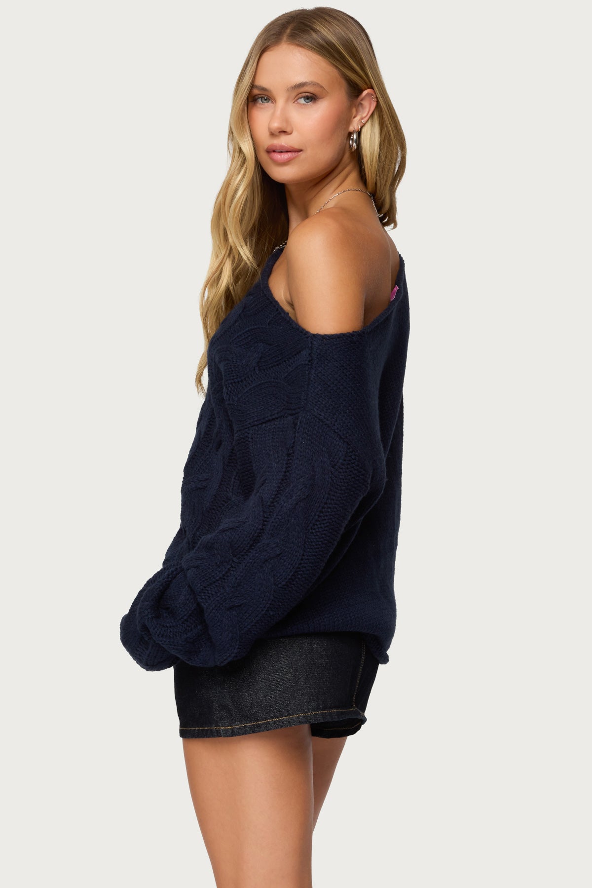 Nellie Off Shoulder Cable Knit Sweater - Image 4
