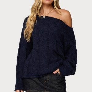Nellie Off Shoulder Cable Knit Sweater